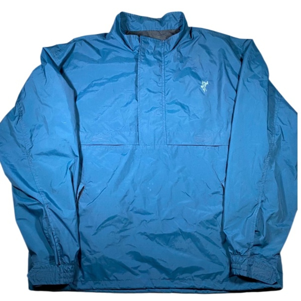 Vintage Ashworth Windbreaker Men’s Large Blue Ripstop 1/4 Zip Golf Made in USA
